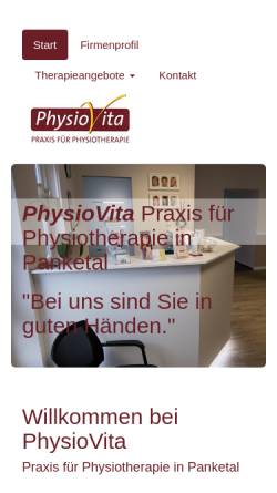 Vorschau der mobilen Webseite www.physiovita-panketal.de, Physiovita - Praxis für Physiotherapie