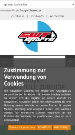 Vorschau der mobilen Webseite www.swt-sports.de, SWT-SPORTS
