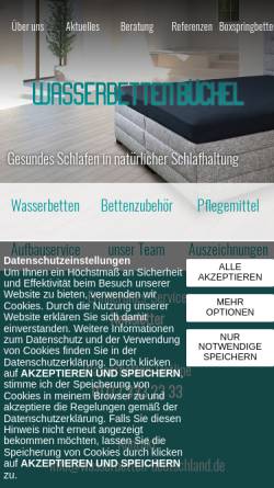 Vorschau der mobilen Webseite www.wasserbetten-buechel.de, Wasserbetten Büchel, Jens Büchel