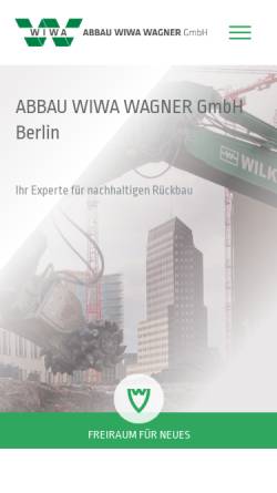 Vorschau der mobilen Webseite www.abbau-wiwa-wagner.de, Abbau- Wiwa Wagner GmbH