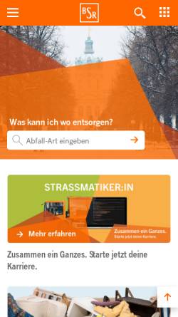 Vorschau der mobilen Webseite www.bsr.de, Berliner Stadtreinigungsbetriebe