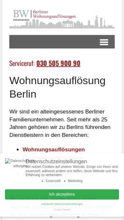 Vorschau der mobilen Webseite www.wohnungsaufloesung-berlin.de, Berliner Wohnungsauflösungen, Stefan Kowalski