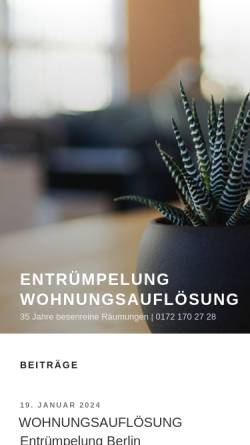 Vorschau der mobilen Webseite www.wohnungsaufloesung-berlin.com, Wohnungsauflösungen- Berliner Basar