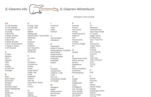 Vorschau von www.e-gitarren.info, Das E-Gitarren-Wörterbuch