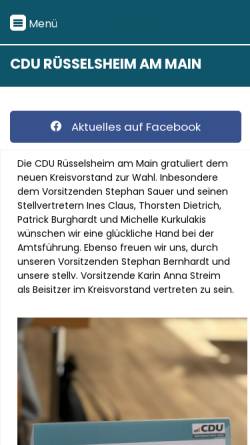 Vorschau der mobilen Webseite www.cdu-ruesselsheim.de, CDU Rüsselsheim