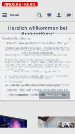 Vorschau der mobilen Webseite www.anders-kern.de, Anders+Kern Präsentationssysteme GmbH & Co. KG