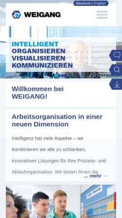 Vorschau der mobilen Webseite www.weigang.de, WEIGANG-Vertriebs-GmbH