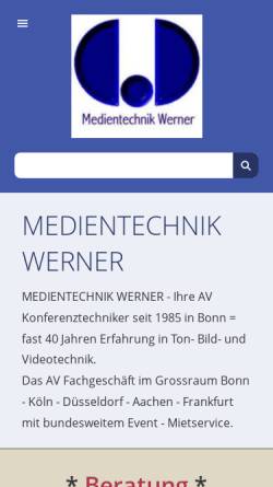 Vorschau der mobilen Webseite www.medientechnik-werner.de, Werner Medientechnik, Inh. Ralf Werner