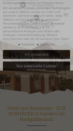Vorschau der mobilen Webseite www.zur-schnecke.de, Hotel und Gasthaus zur Schnecke