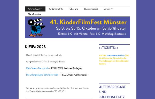 Vorschau von www.kinderfilmfest-muenster.de, Kinderfilmfest Münster