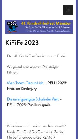 Vorschau der mobilen Webseite www.kinderfilmfest-muenster.de, Kinderfilmfest Münster