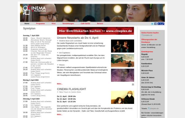 Vorschau von www.cinema-muenster.de, Die Linse - Verein zur Förderung kommunaler Filmarbeit e.V.