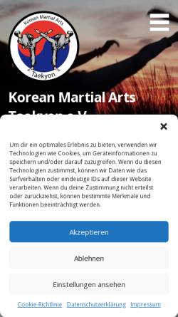 Vorschau der mobilen Webseite kma-taekyon.de, Korean Martial Arts Taekyon e.V.