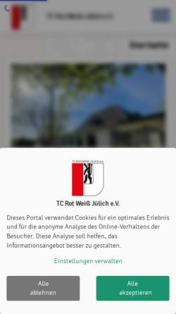 Vorschau der mobilen Webseite tc-rot-weiss-juelich.de, TC Rot-Weiss Jülich e.V.