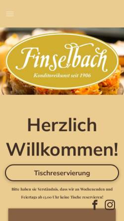 Vorschau der mobilen Webseite www.finselbach.de, Café Finselbach