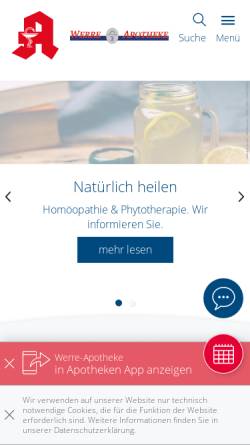 Vorschau der mobilen Webseite www.werre-apotheke.de, Werre Apotheke