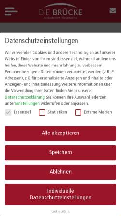 Vorschau der mobilen Webseite www.pflegedienst-die-bruecke.de, Pflegedienst 