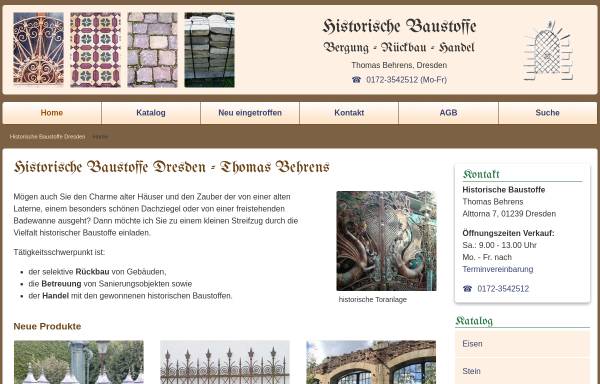 Vorschau von www.historischebaustoffe-dresden.de, Historische Baustoffe Thomas Behrens