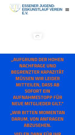 Vorschau der mobilen Webseite www.eje-on-ice.de, Essener Jugend-Eiskunstlauf Verein e.V.