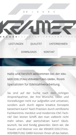 Vorschau der mobilen Webseite kramer-edelstahl.de, Kramer Edelstahlverarbeitung GmbH
