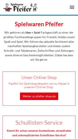 Vorschau der mobilen Webseite www.spielwaren-pfeifer.de, Spielwaren Pfeifer