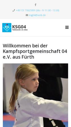 Vorschau der mobilen Webseite www.ksg04.de, Kampfsportgemeinschaft 04 e.V. - Fürth