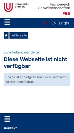 Vorschau der mobilen Webseite www.geo.uni-bremen.de, Fachgebiet Petrologie der Ozeankruste der Universität Bremen