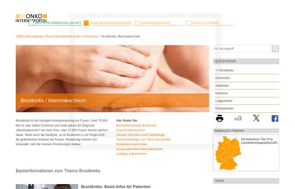 Vorschau von www.krebsgesellschaft.de, Brustkrebs, Mammakarzinom