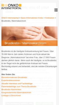 Vorschau der mobilen Webseite www.krebsgesellschaft.de, Brustkrebs, Mammakarzinom