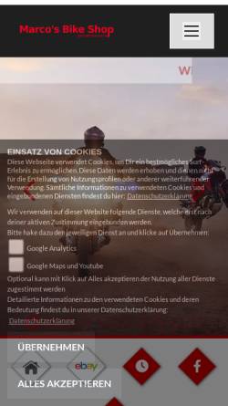Vorschau der mobilen Webseite www.marcos-bike-shop.de, Marcos Bike Shop