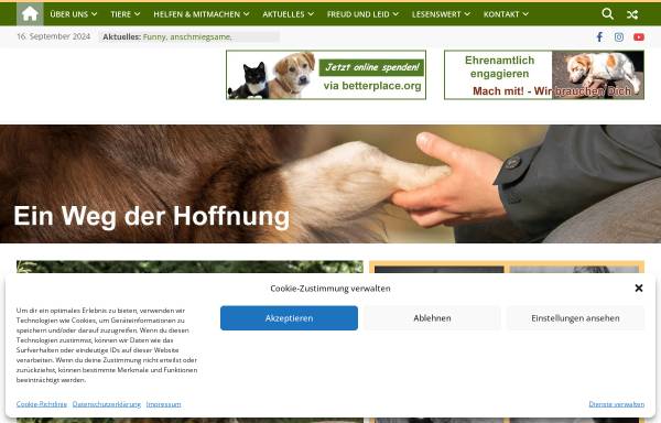 Vorschau von www.tierheim-kandelhof.de, Tierheim Kandelhof