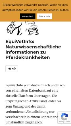 Vorschau der mobilen Webseite equivetinfo.de, EquiVetInfo - Infos zur Pferdemedizin