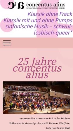 Vorschau der mobilen Webseite www.concentus-alius.de, Concentus Alius