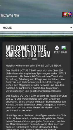 Vorschau der mobilen Webseite www.lotusteam.ch, Swiss Lotus Team