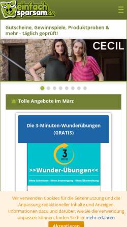 Vorschau der mobilen Webseite www.einfach-sparsam.de, Einfach-Sparsam.de