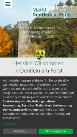 Vorschau der mobilen Webseite www.dentlein.de, Markt Dentlein am Forst