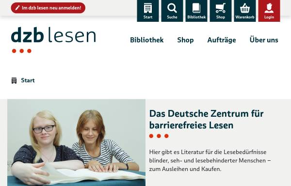 Vorschau von www.dzb.de, Deutsche Zentralbücherei für Blinde zu Leipzig (DZB)