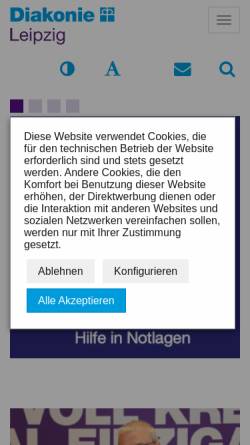 Vorschau der mobilen Webseite www.diakonie-leipzig.de, Diakonie Leipzig