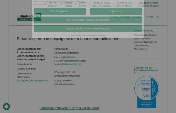 Vorschau von www.lohnsteuerhilfe.net, Lohnsteuerhilfe für Arbeitnehmer e.V. Sitz Gladbeck Beratungsstelle Leipzig-Grünau