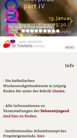 Vorschau der mobilen Webseite www.propstei-leipzig.de, Propsteigemeinde St. Trinitatis