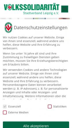 Vorschau der mobilen Webseite www.volkssolidaritaet-leipzig.de, Volkssolidarität Stadtverband Leipzig e.V.
