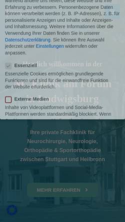 Vorschau der mobilen Webseite www.klinikamforum.de, NC Klinik am Forum Ludwigsburg - Neurocentrum für Diagnostik und Therapie