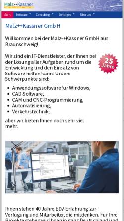 Vorschau der mobilen Webseite www.malz-kassner.de, Malz++Kassner GmbH