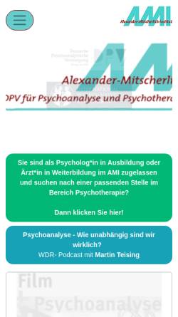 Vorschau der mobilen Webseite www.ami-ks.dpv-psa.de, Alexander-Mitscherlich-Institut für Psychoanalyse und Psychotherapie Kassel e.V. (AMI)
