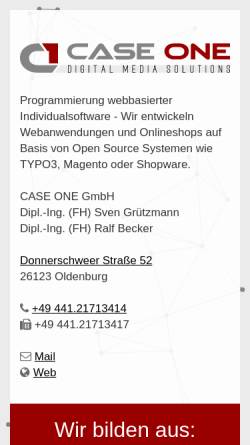 Vorschau der mobilen Webseite www.caseone.de, Case One GbR