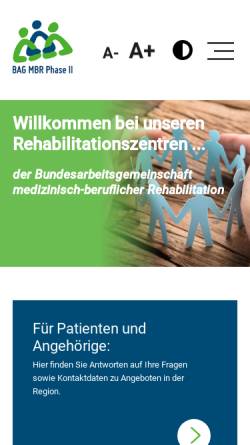 Vorschau der mobilen Webseite mbreha.de, Bundesarbeitsgemeinschaft medizinisch-beruflicher Rehabilitations-Zentren
