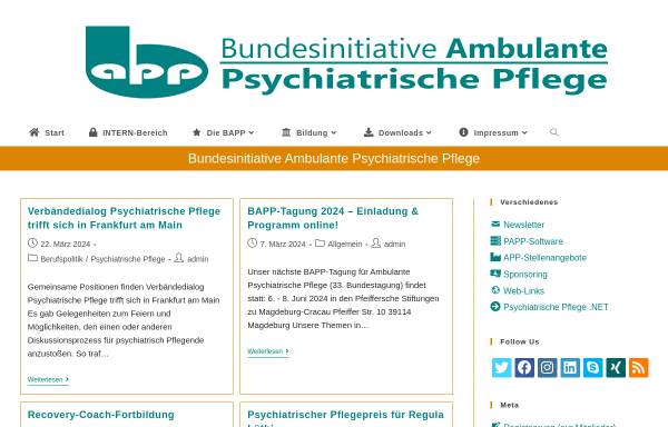 Vorschau von www.bapp.info, Bundesinitiative Ambulante Psychiatrische Pflege e.V.