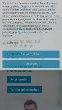 Vorschau der mobilen Webseite www.narkodent.de, Deutsche Gesellschaft für Narkose in der Zahnmedizin