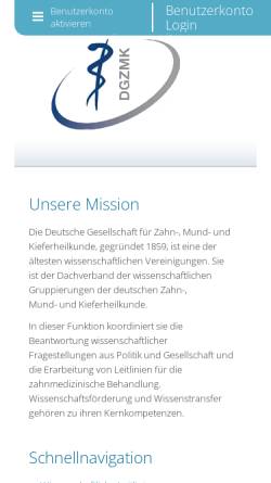 Vorschau der mobilen Webseite www.dgzmk.de, Deutsche Gesellschaft für Zahn-, Mund- und Kieferheilkunde (DGZMK)