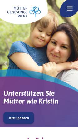 Vorschau der mobilen Webseite www.muettergenesungswerk.de, Müttergenesungswerk